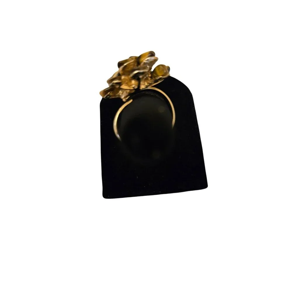 Tigers‎ Eye Gemstone Cluster Ring Cocktail Statement